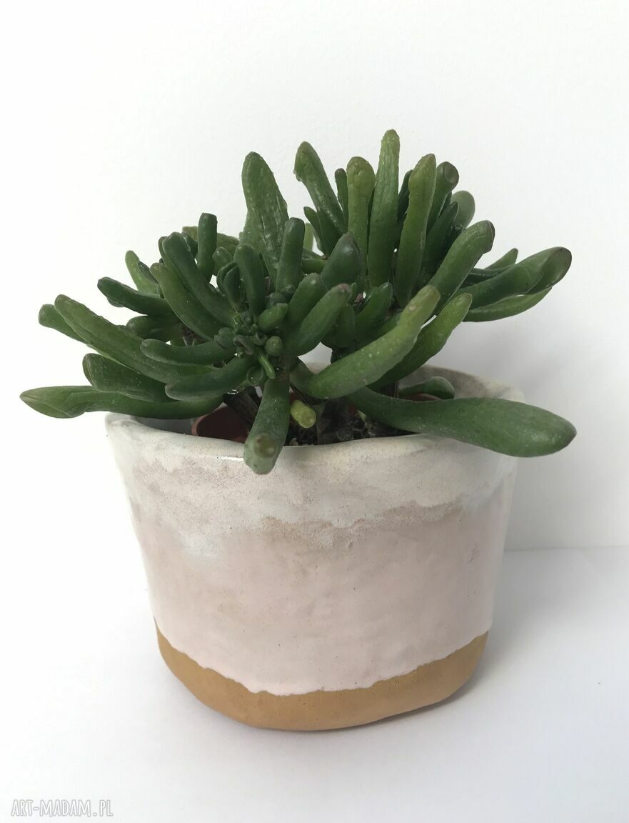 Artystyczna pastelowa osłonka ceramiczna na sukulent
