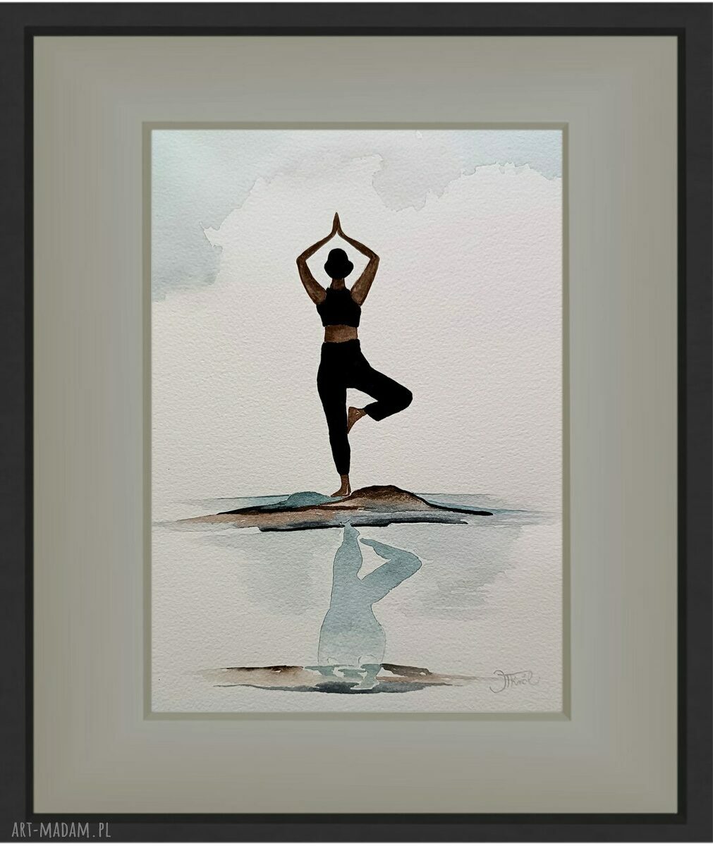 Asana 1 - akwarela 23 x 31 cm joga i medytacja - oryginał JoannyTKrol