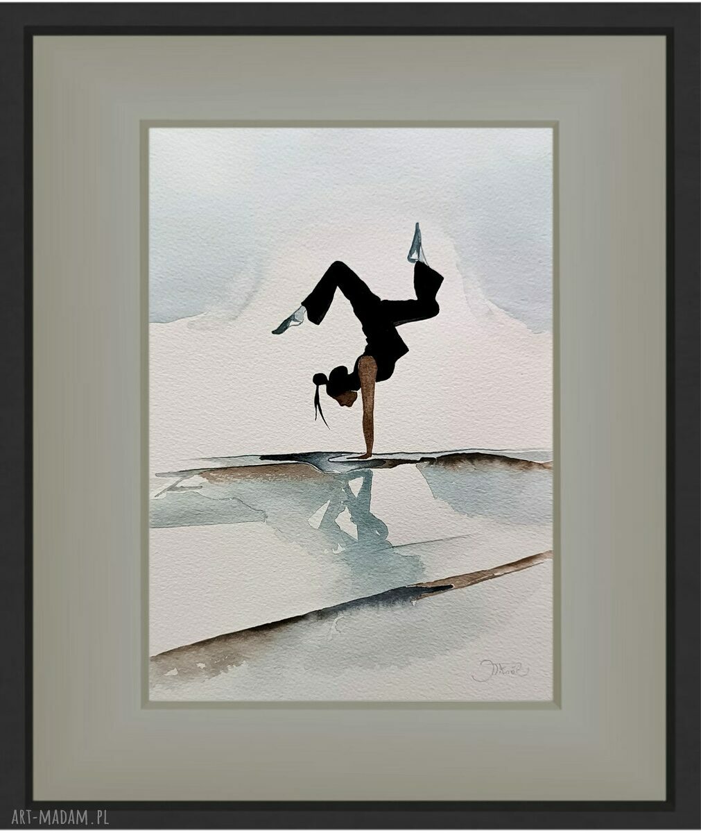 Obraz akwarelowy Joga Asana 3 31x23 cm - oryginał do medytacji