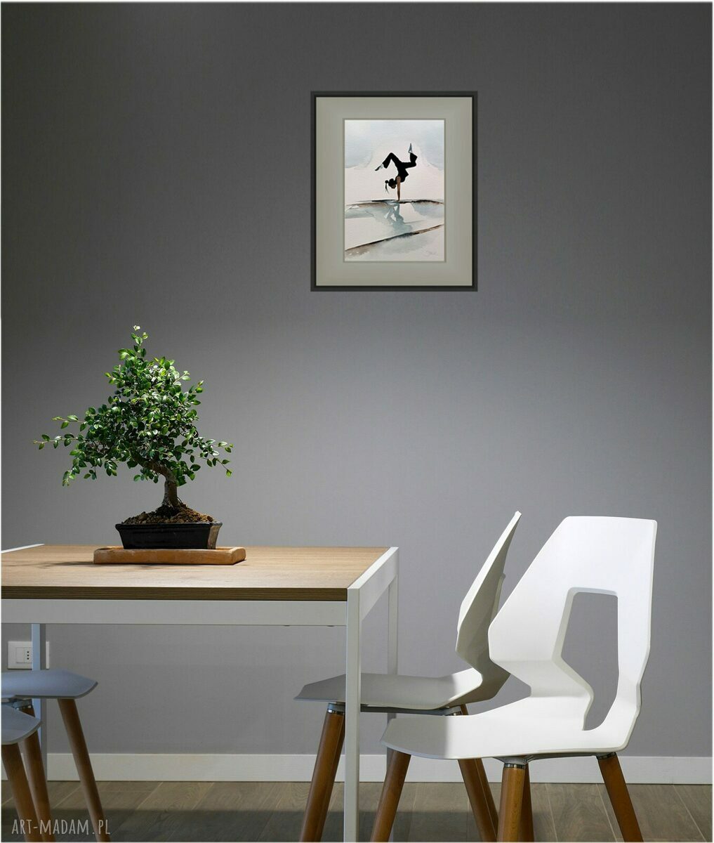 Obraz akwarelowy Joga Asana 3 31x23 cm - oryginał do medytacji