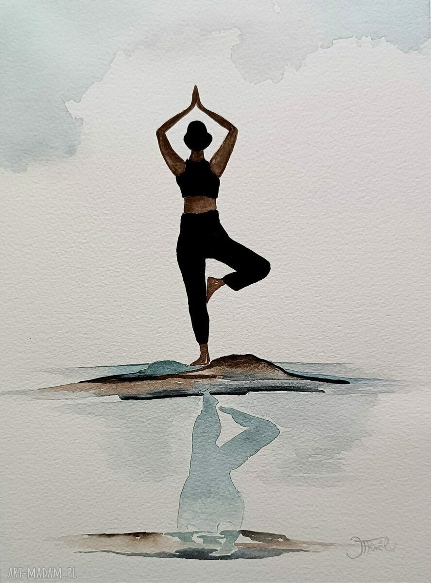 Asany 3 - zestaw 3 akwarel 31 x 23 cm z jogą i medytacją