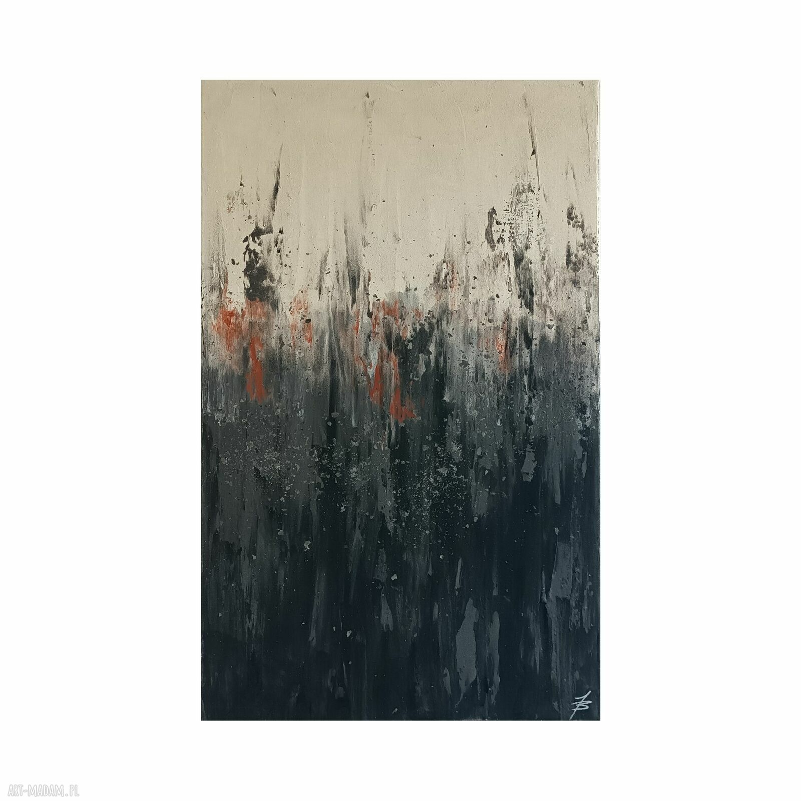 Obraz ASHES WITHIN 50x80 - abstrakcja ręcznie malowana do salonu