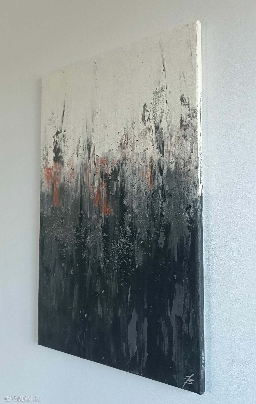 Obraz ASHES WITHIN 50x80 - abstrakcja ręcznie malowana do salonu
