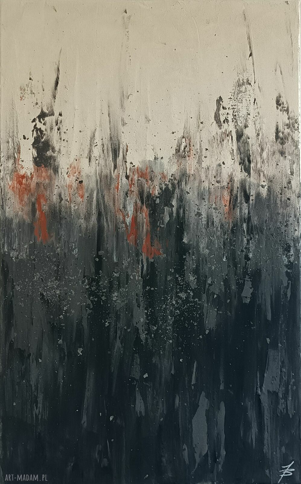 Obraz ASHES WITHIN 50x80 - abstrakcja ręcznie malowana do salonu