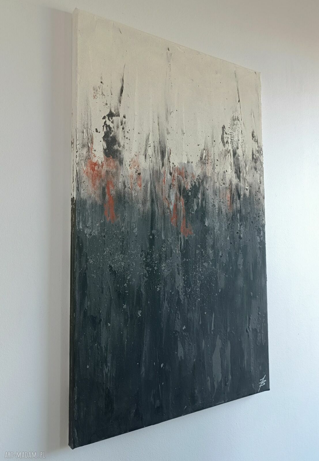 Obraz ASHES WITHIN 50x80 - abstrakcja ręcznie malowana do salonu
