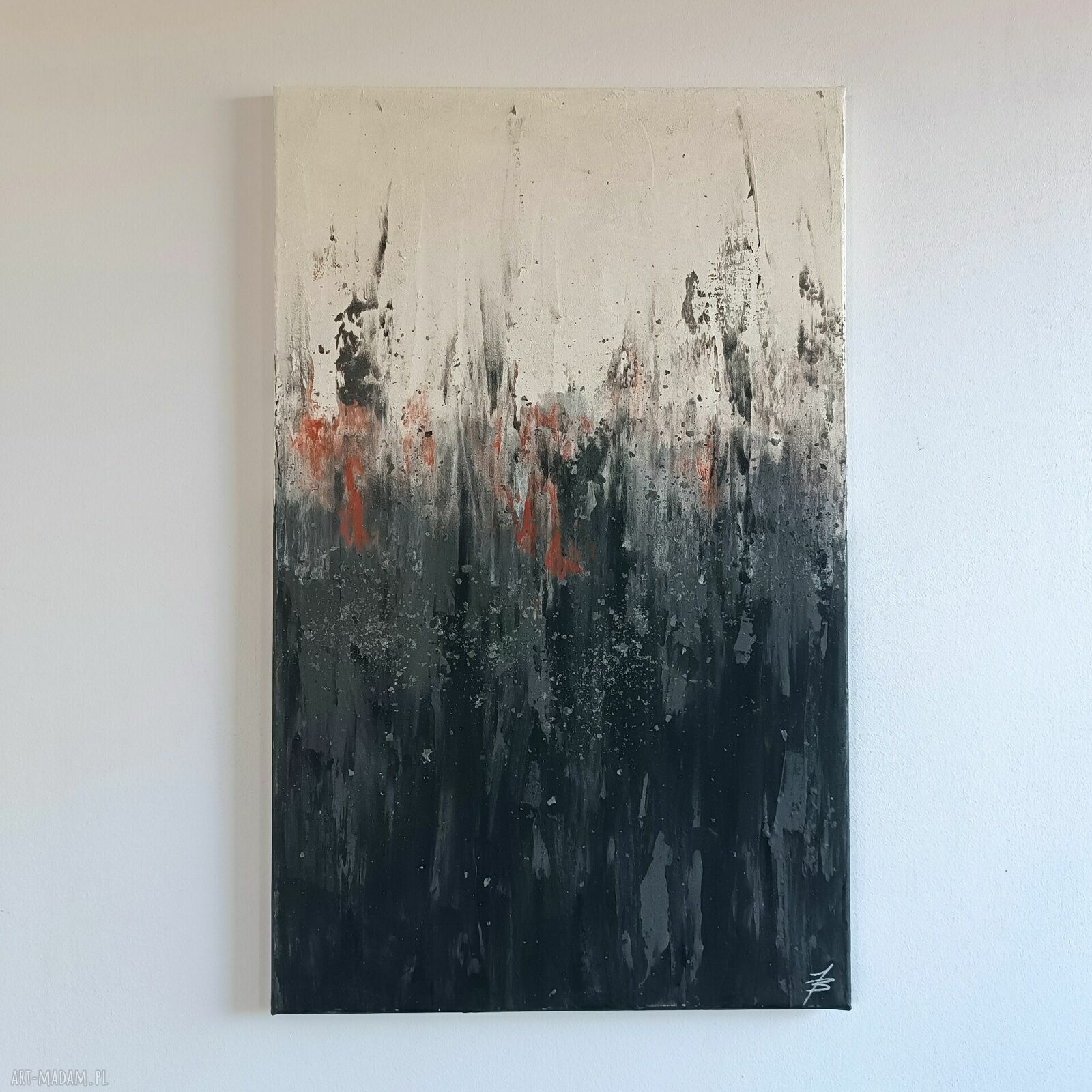 Obraz ASHES WITHIN 50x80 - abstrakcja ręcznie malowana do salonu