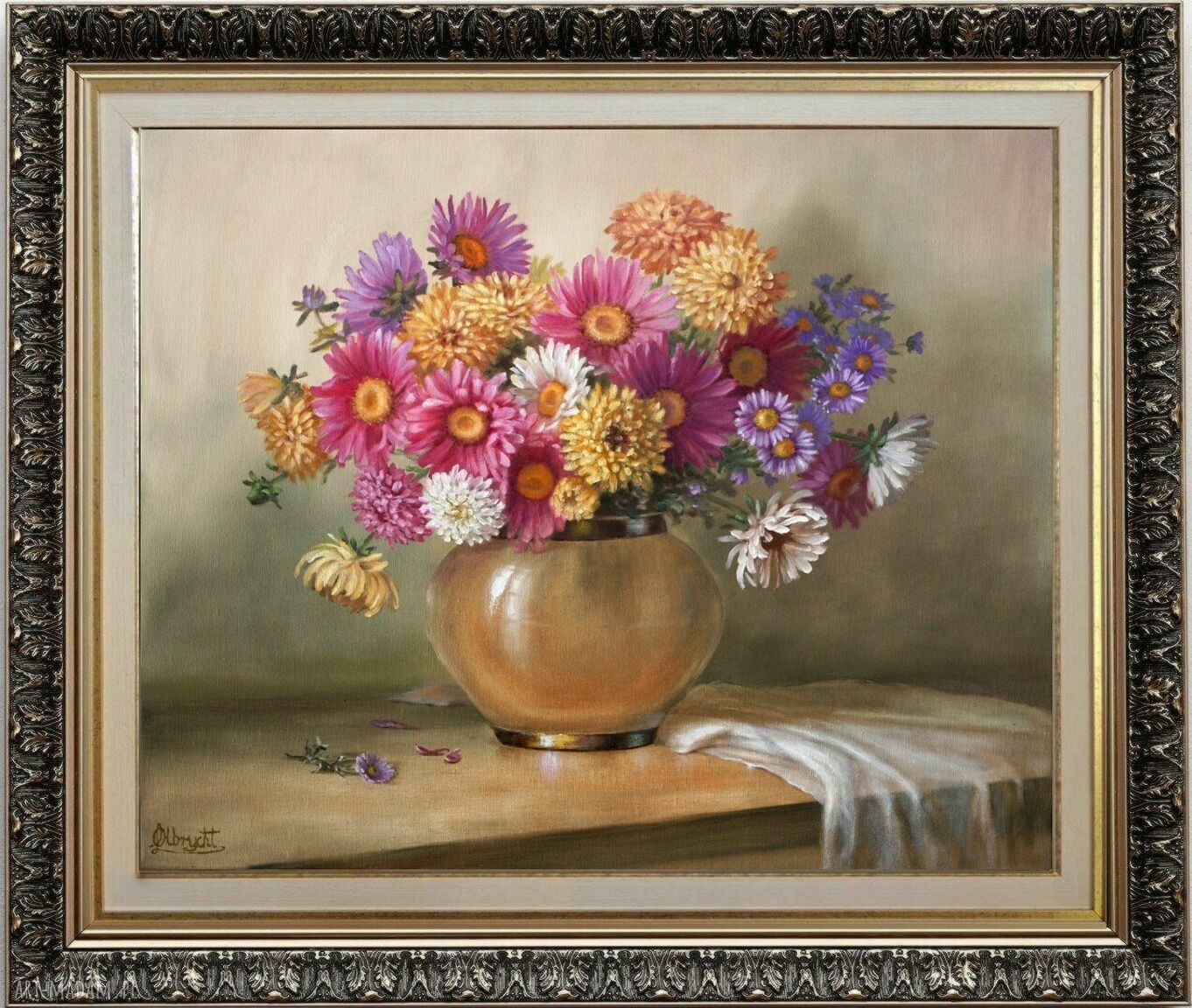 Astry - ręcznie malowany obraz olejny 50x60 cm (sygnowany) - Lidia Olbrycht