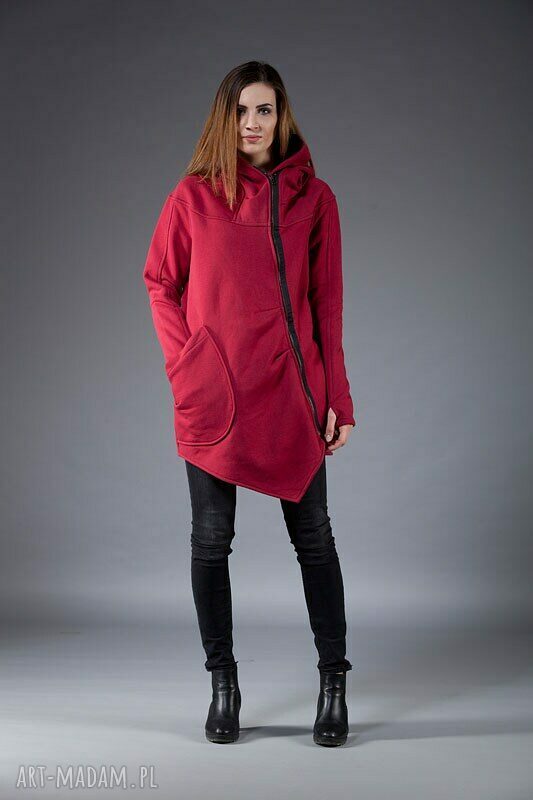 Asymetryczna bluza Ashmita z kapturem i zamkiem - NavahoClothing