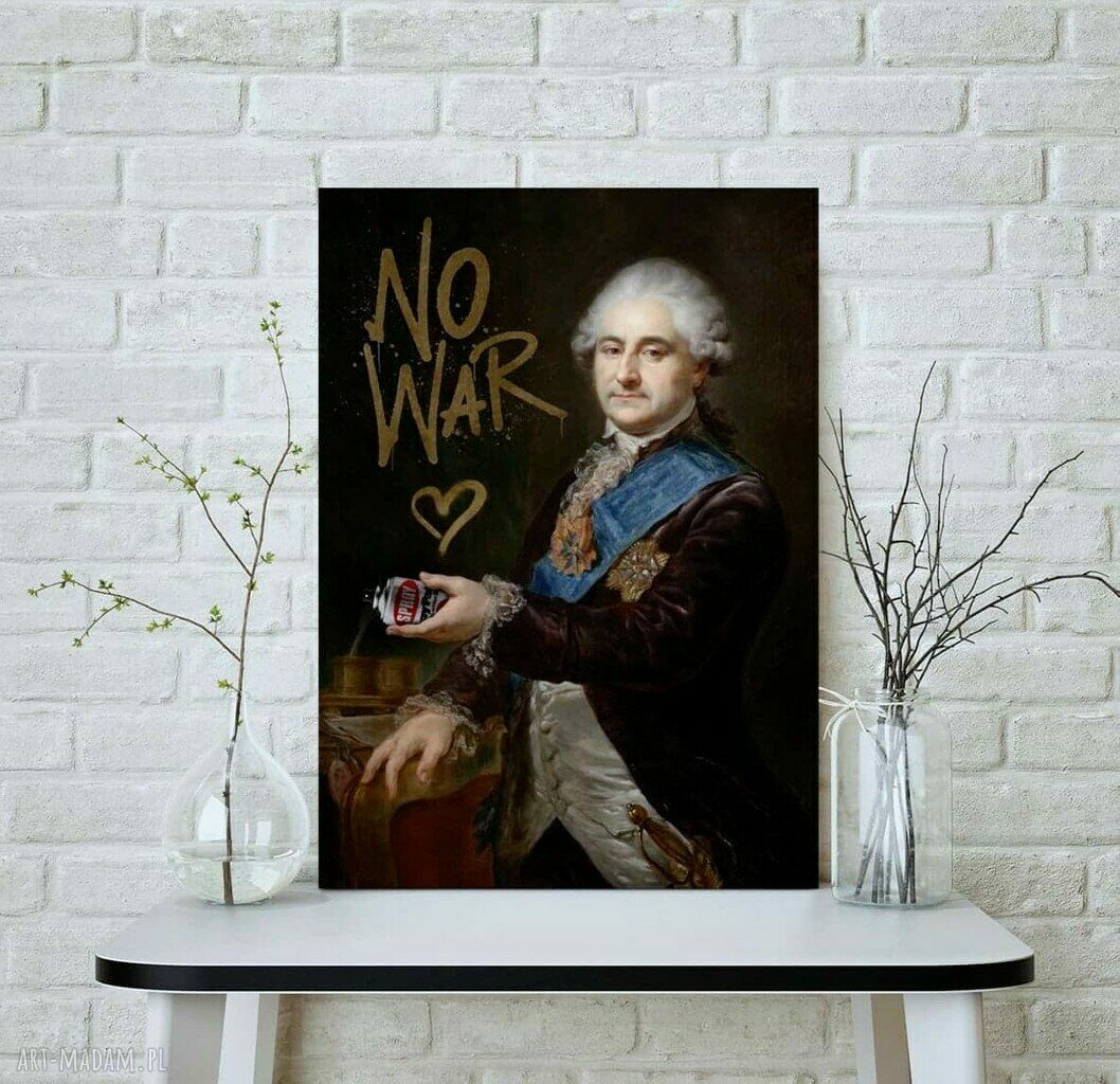 Plakat August 30x40 cm NO WAR - sztuka do salonu w czarno-beżowej palecie