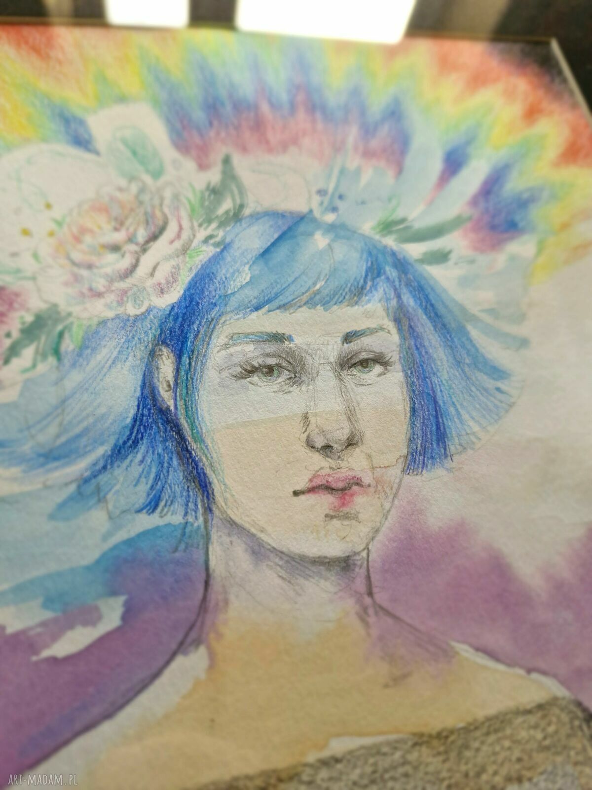 „Aura” - portret kobiety z tęczową aurą