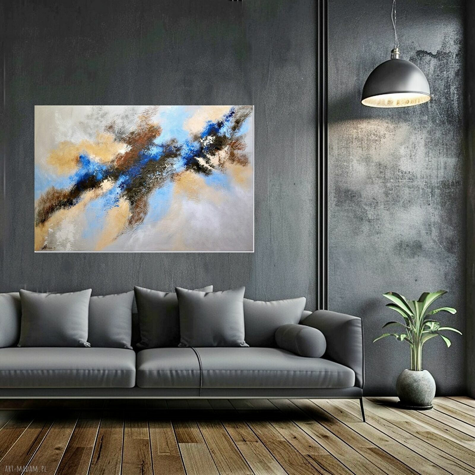 Aurora 5 - abstrakcja strukturalna na płótnie 120x80 do nowoczesnego salonu