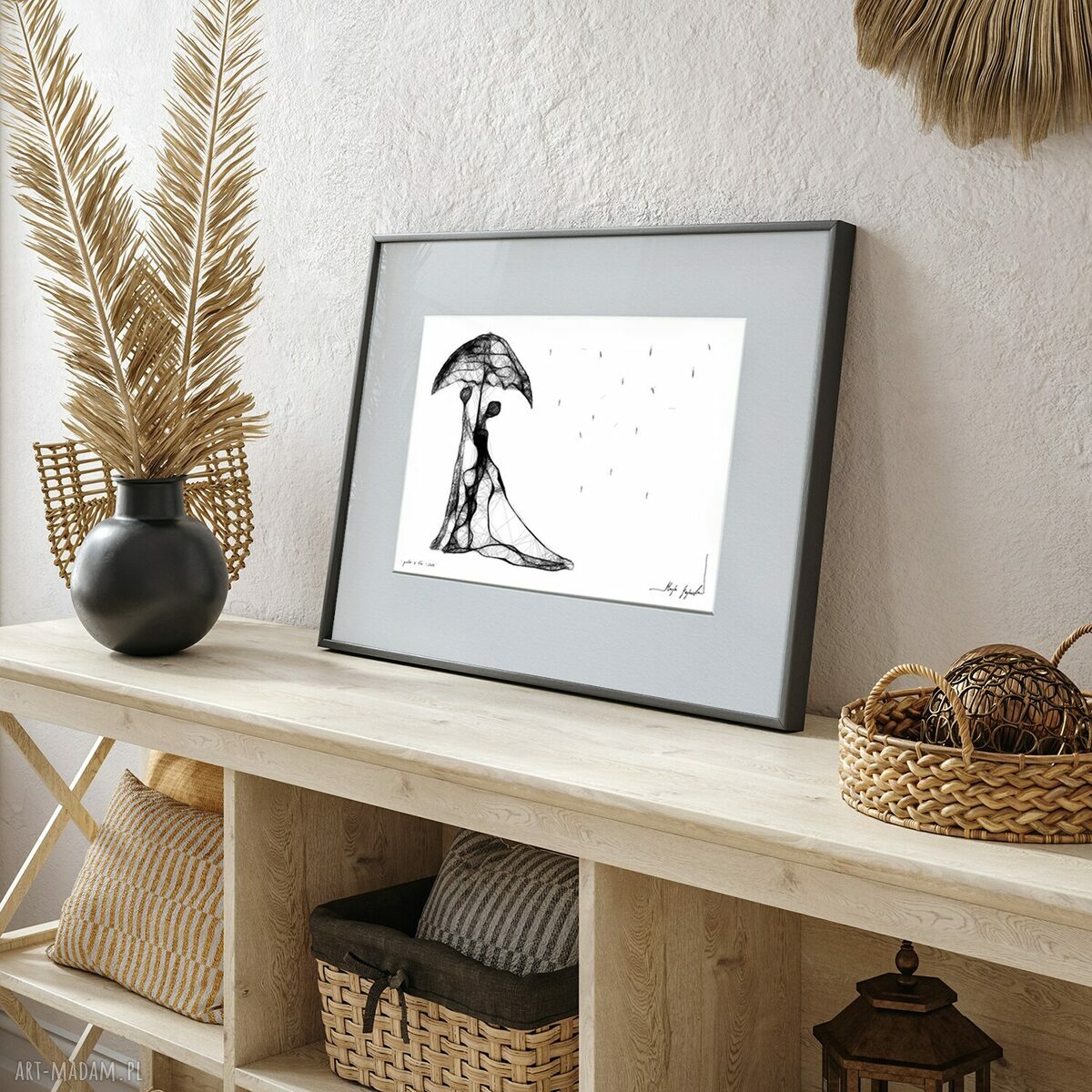 Autorska grafika nr 122 A4 - czarno-biała dekoracja na ścianę do salonu