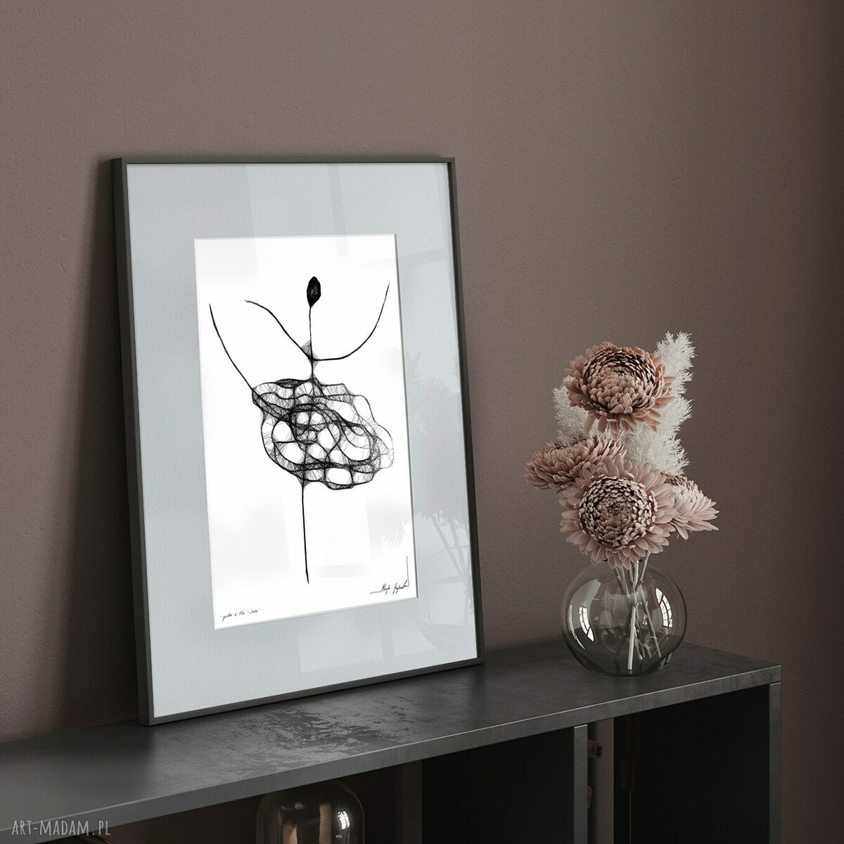 Autorska grafika nr 91 Maja Gajewska - czarno-biała dekoracja A4