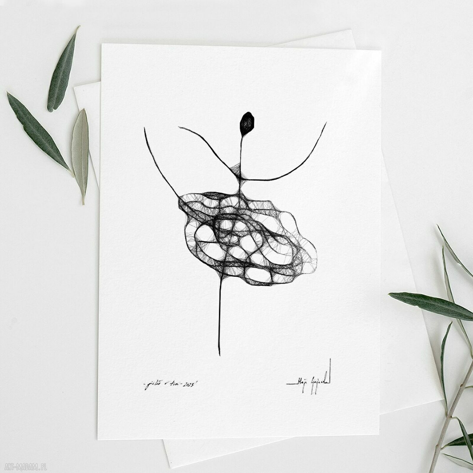 Autorska grafika nr 91 Maja Gajewska - czarno-biała dekoracja A4