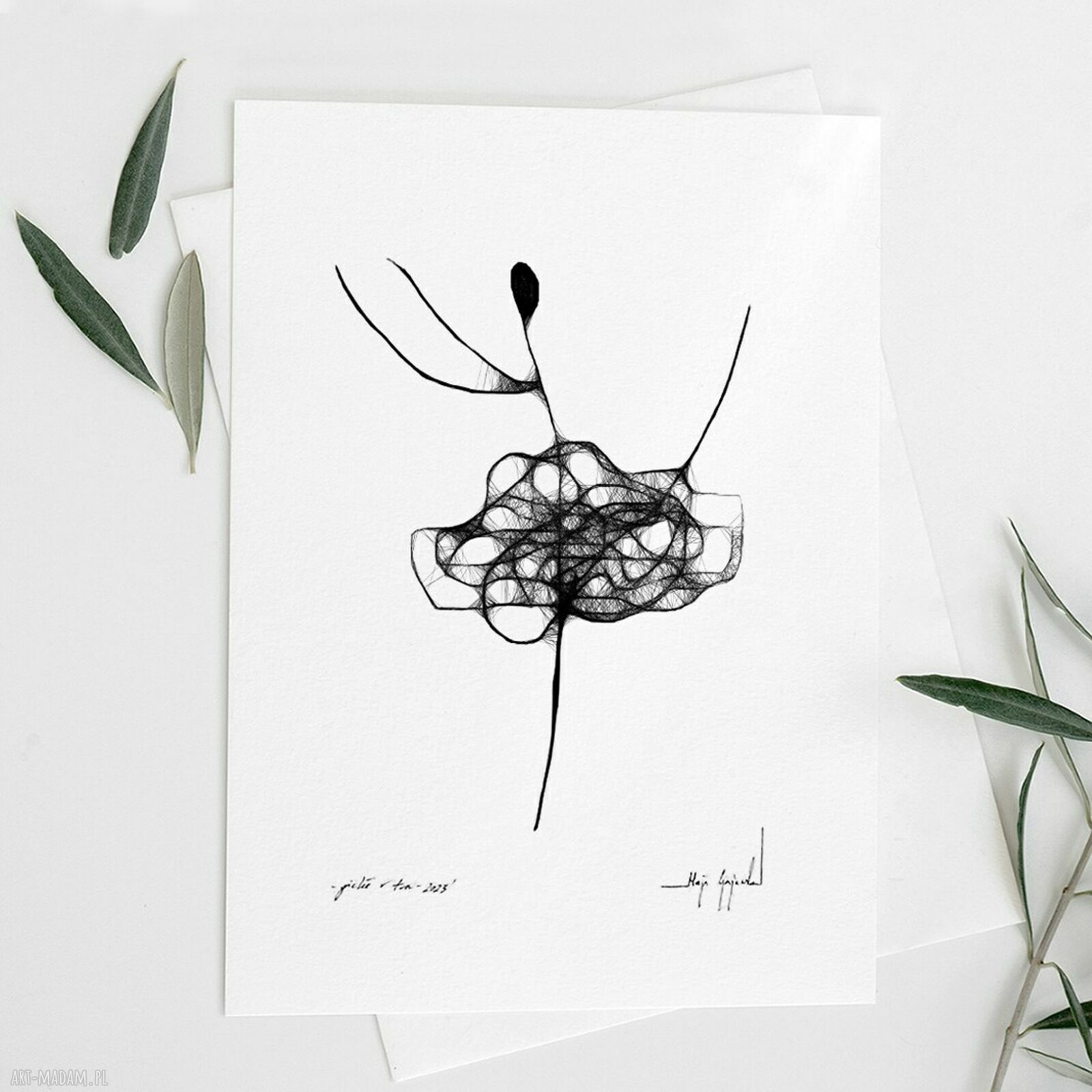 Autorska grafika nr 92 Maja Gajewska - dla kobiety, czarno-biała dekoracja do sypialni