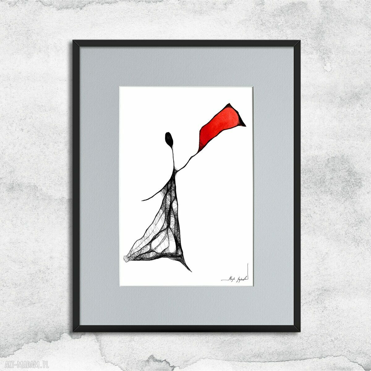 Autorska grafika z ramą nr 99 - oprawiona akwarela i rysunek