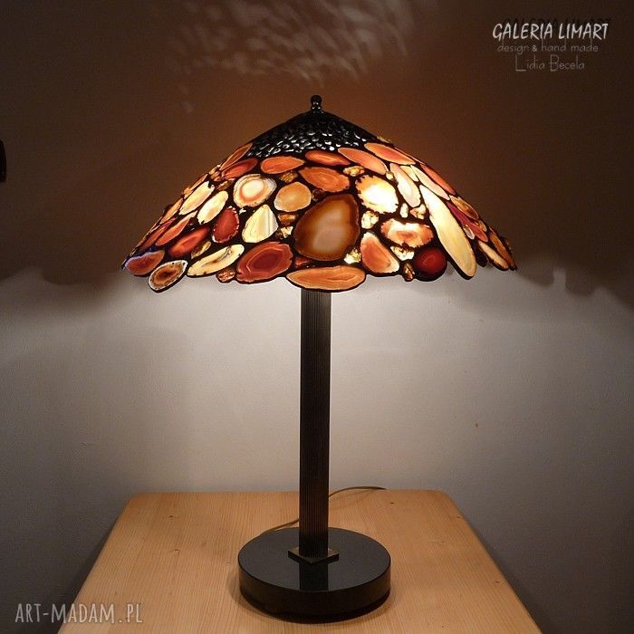 Autorska lampa Tiffany z ciętych brazylijskich agatów - handmade