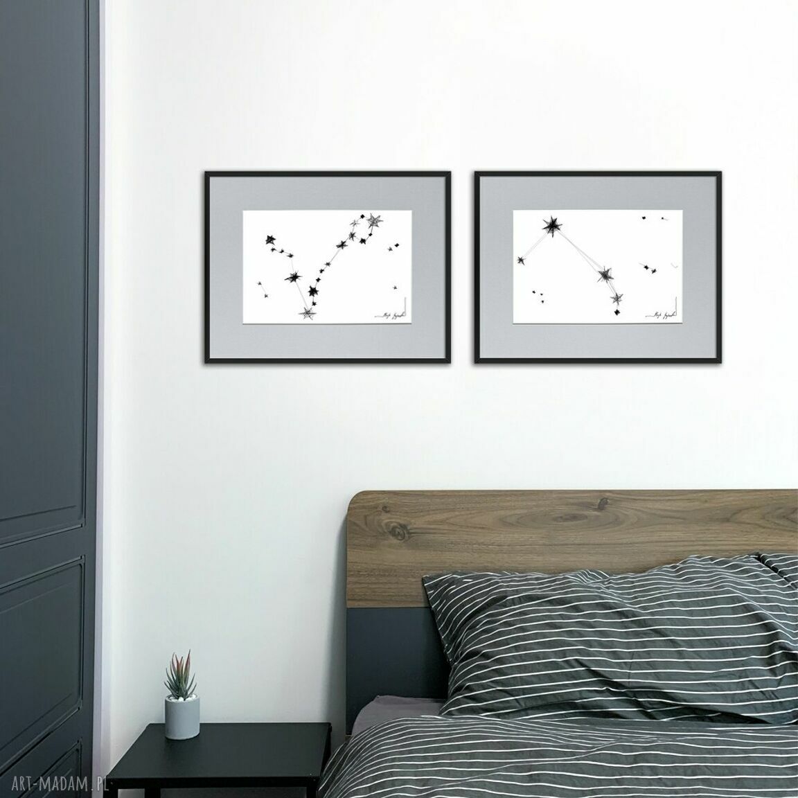 Autorska grafika z znakiem zodiaku Ryby (19.02-20.03) - gotowa do powieszenia