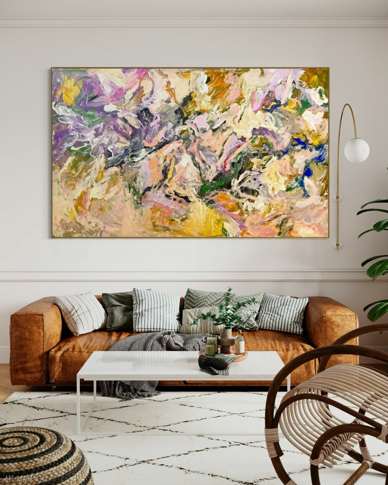 Autorski obraz abstrakcyjny 130x215 cm na płótnie do salonu
