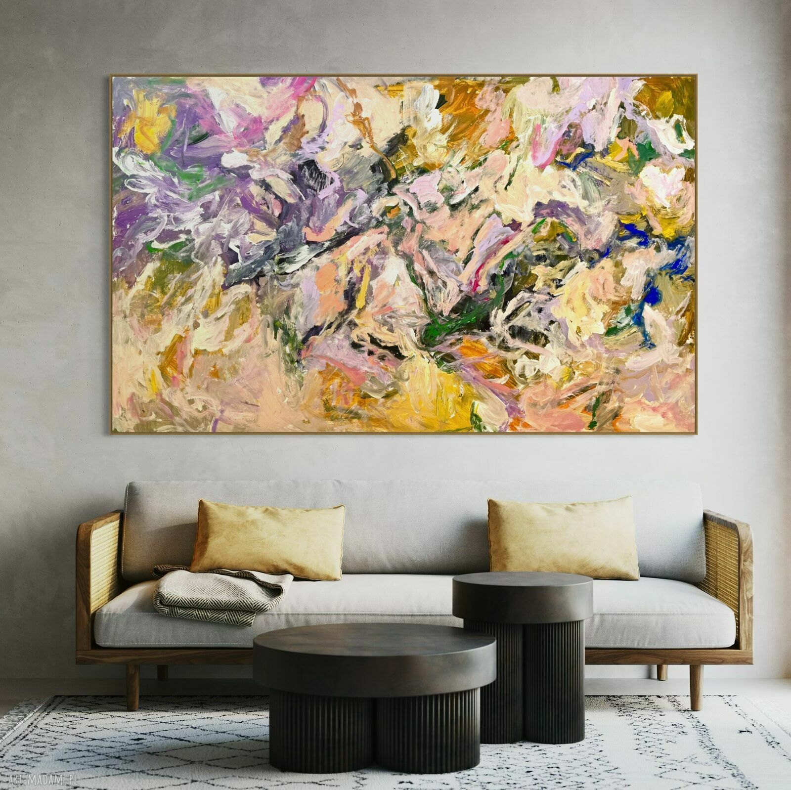 Autorski obraz abstrakcyjny 130x215 cm na płótnie do salonu