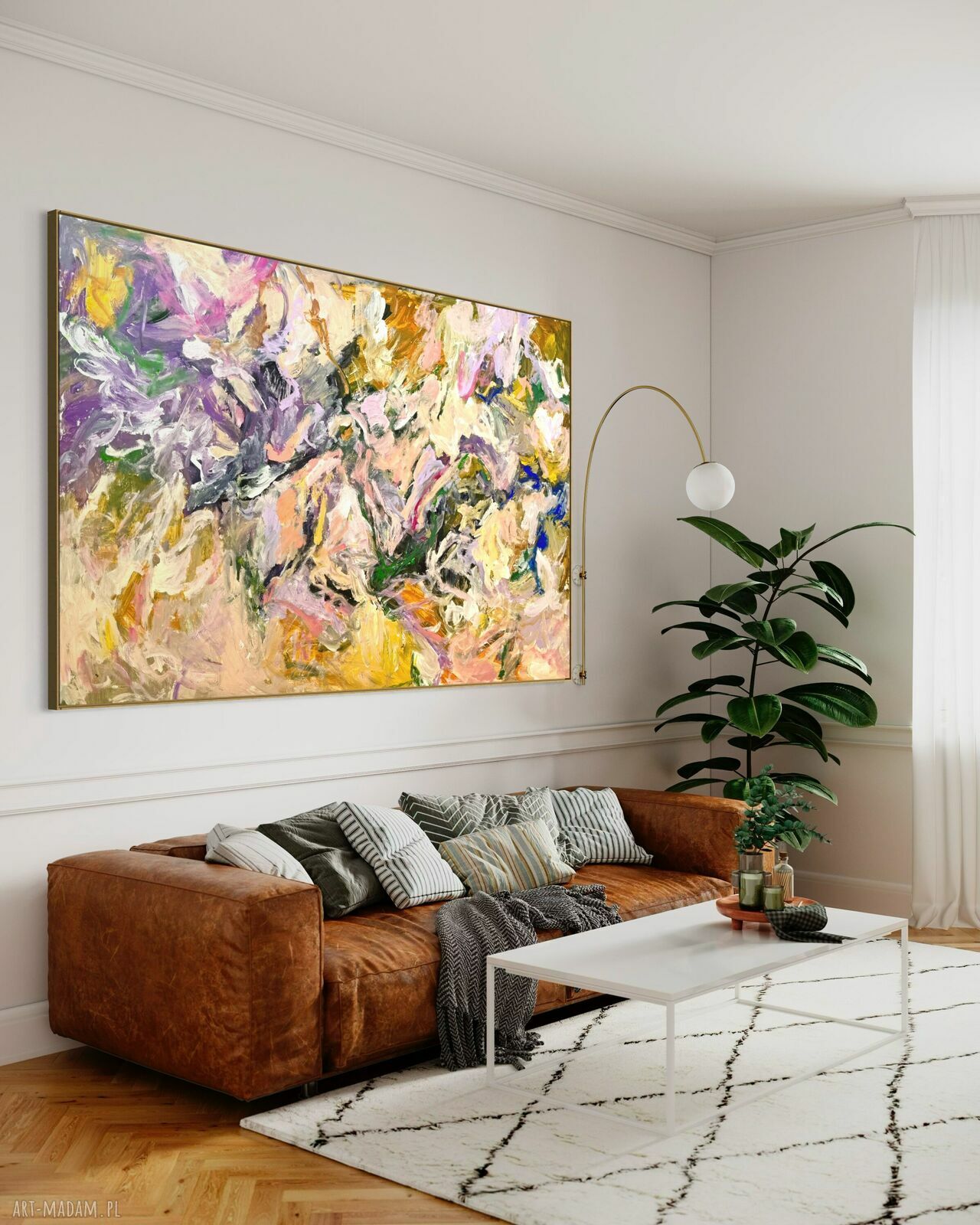 Autorski obraz abstrakcyjny 130x215 cm na płótnie do salonu