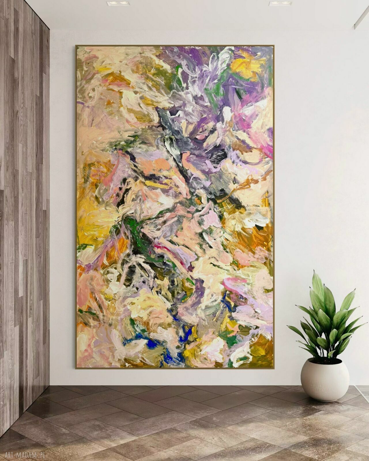 Autorski obraz abstrakcyjny 130x215 cm na płótnie do salonu