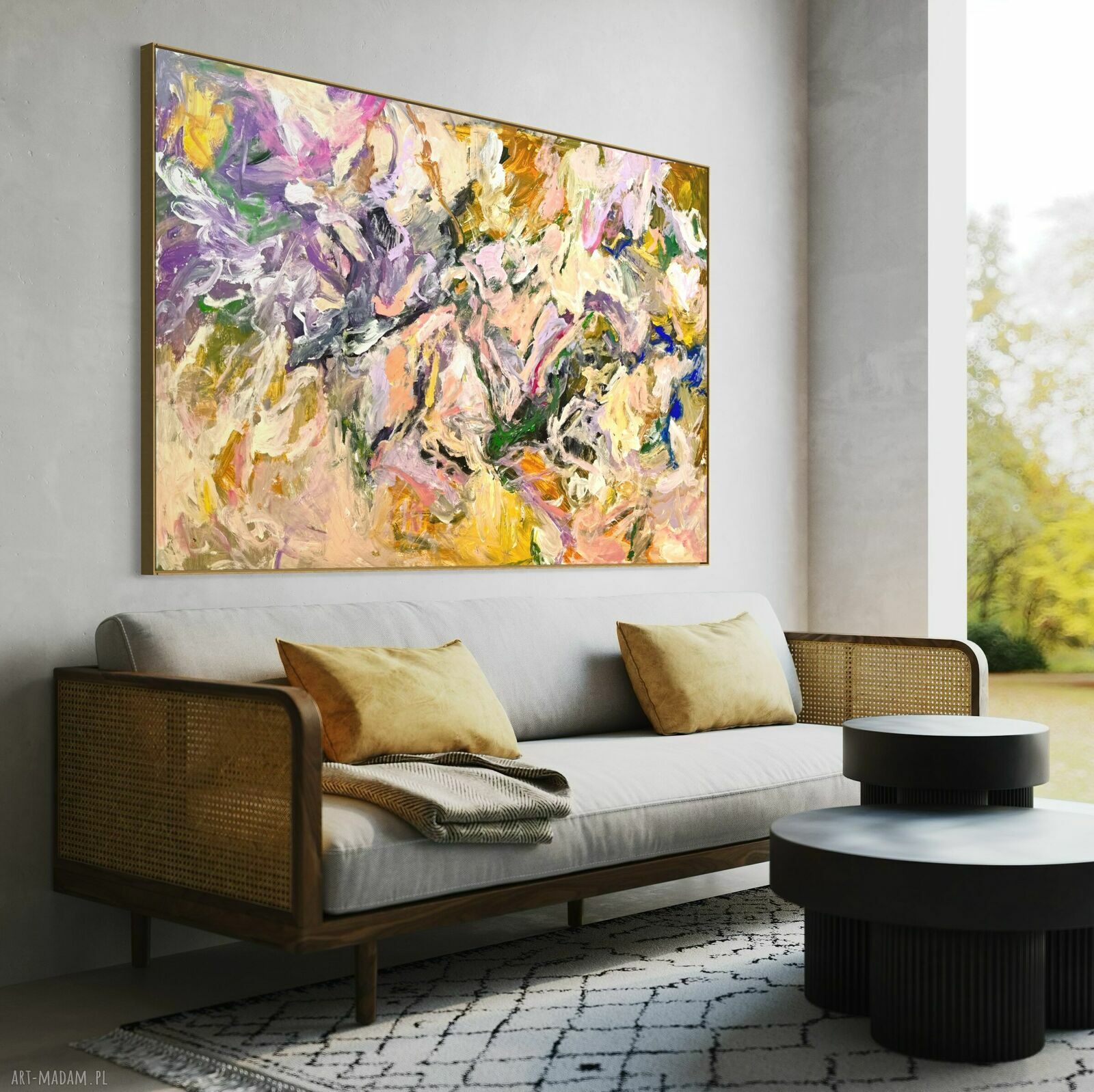 Autorski obraz abstrakcyjny 130x215 cm na płótnie do salonu