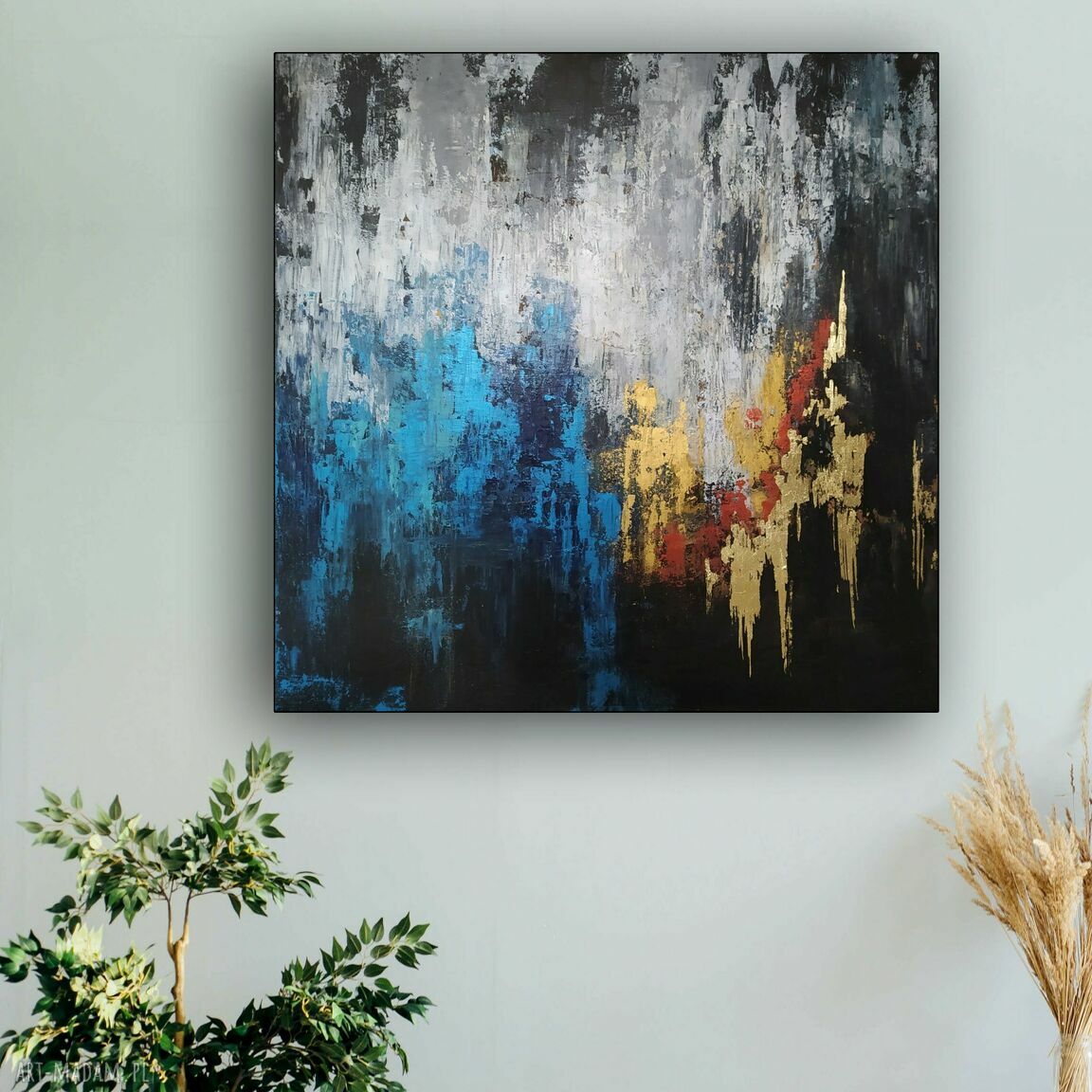 AUTUMN, wym. 100x140 cm - wielkoformatowy obraz abstrakcyjny na płótnie