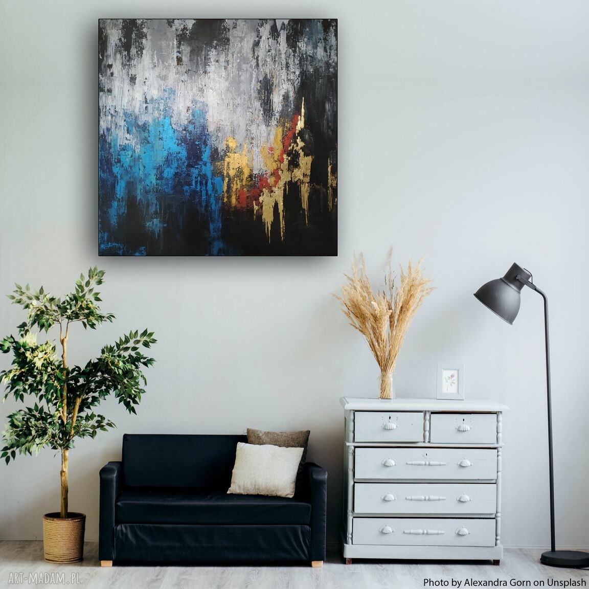AUTUMN, wym. 100x140 cm - wielkoformatowy obraz abstrakcyjny na płótnie