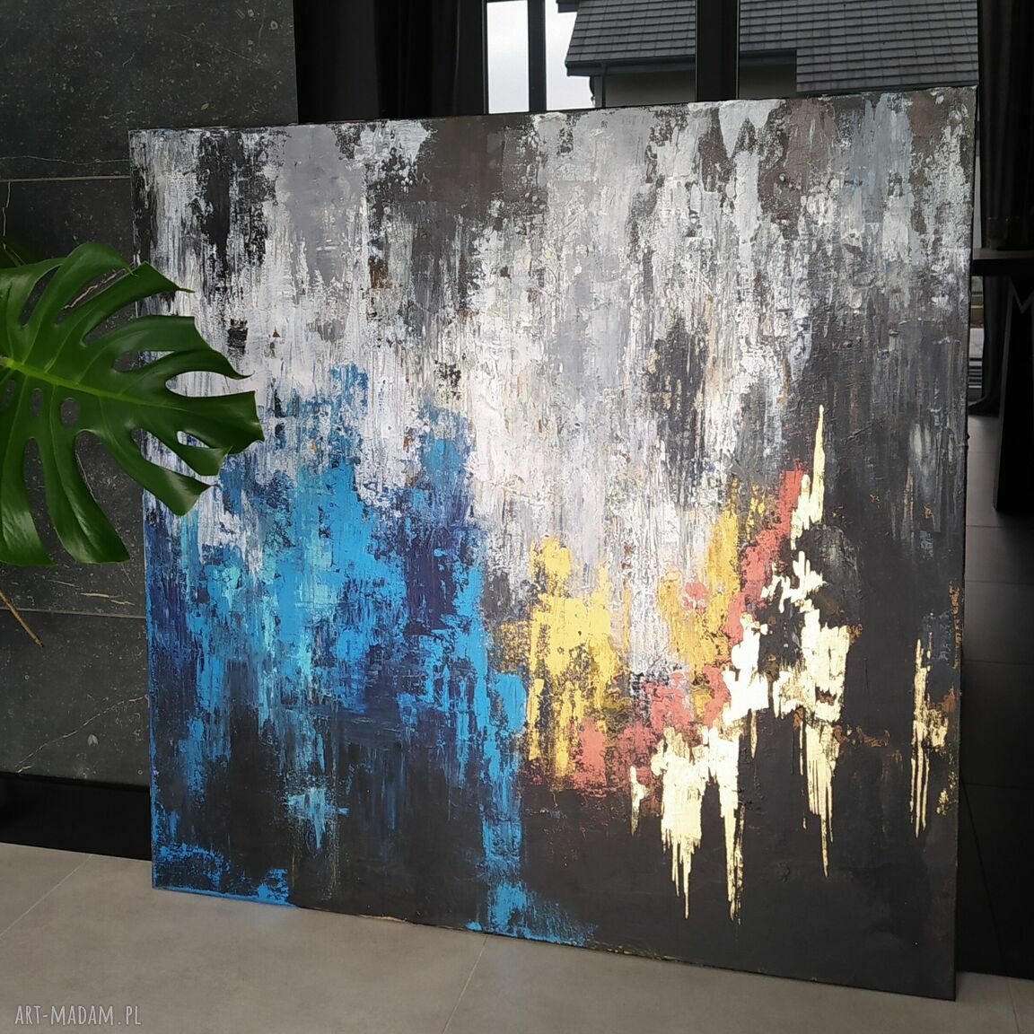 AUTUMN, wym. 100x140 cm - wielkoformatowy obraz abstrakcyjny na płótnie