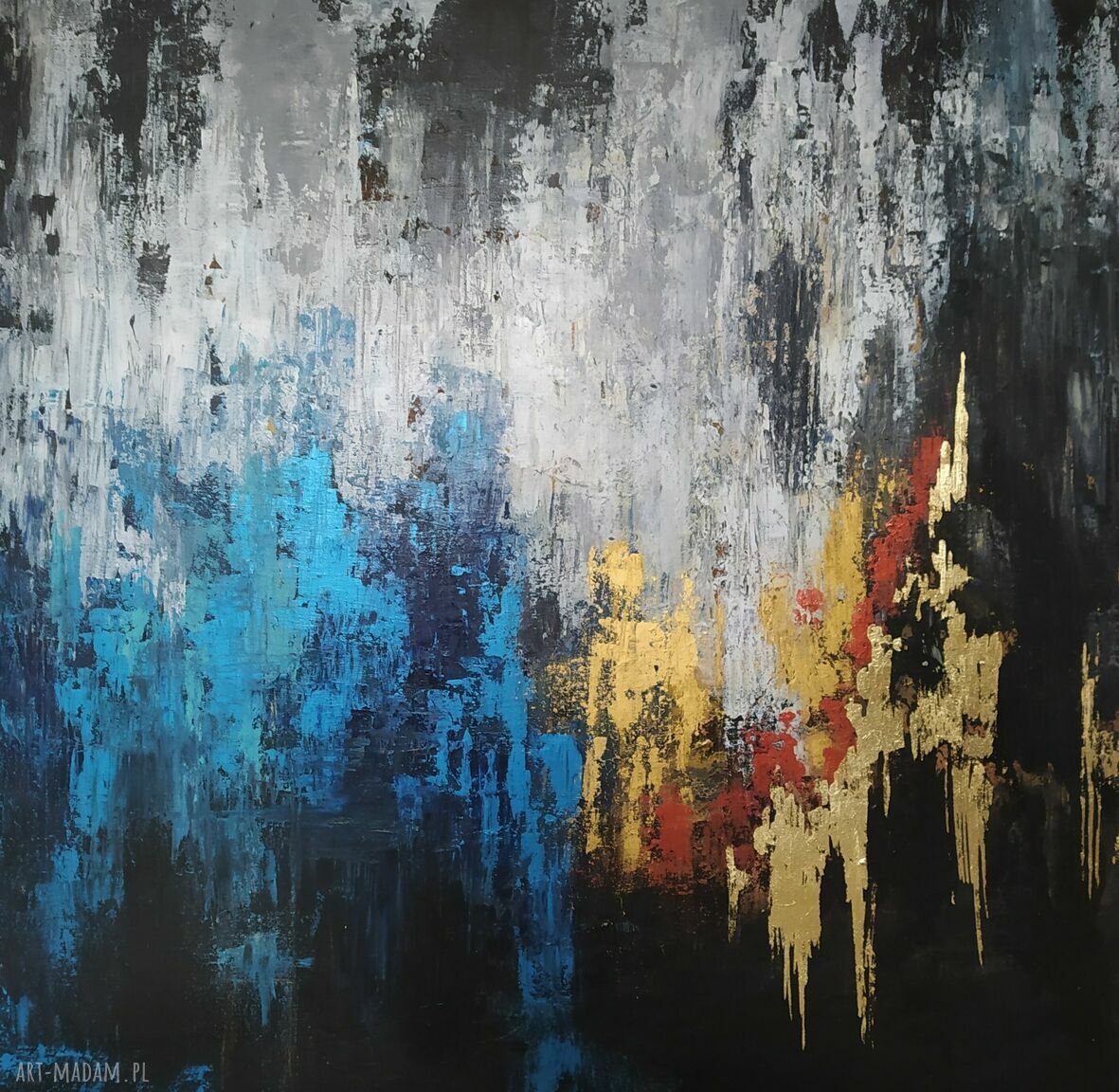 AUTUMN, wym. 100x140 cm - wielkoformatowy obraz abstrakcyjny na płótnie