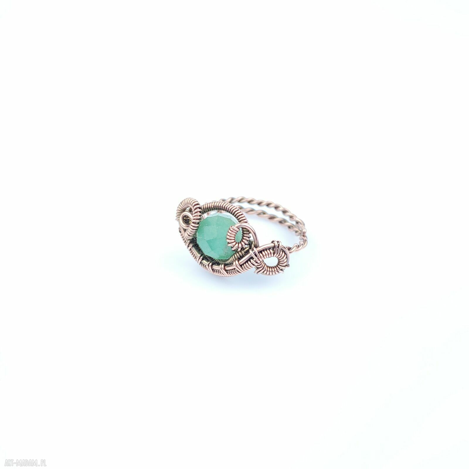 Awenturyn regulowany pierścionek z miedzi - wire wrapping