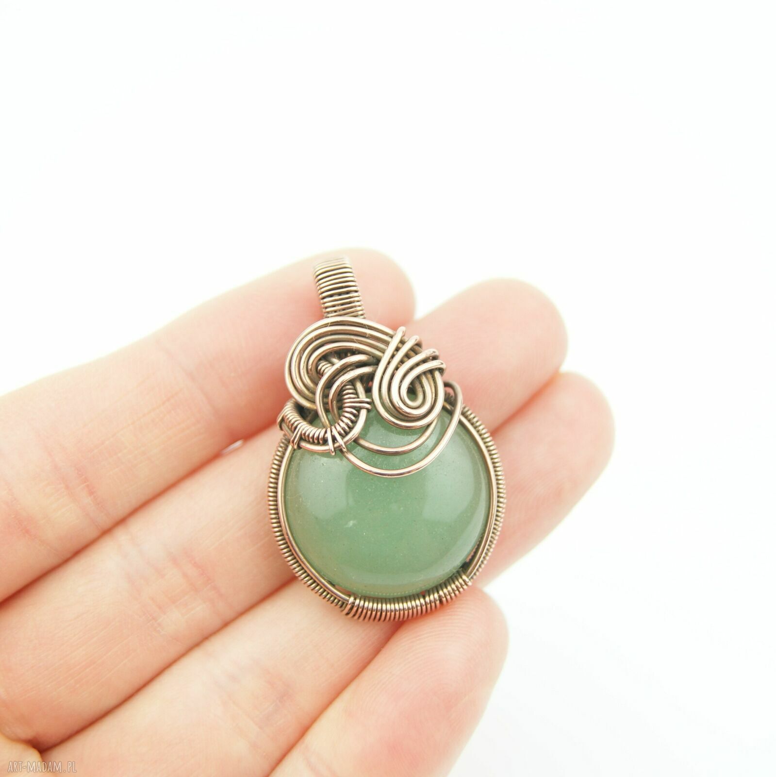 Wisiorek z awenturynem - miedziany wire wrapping