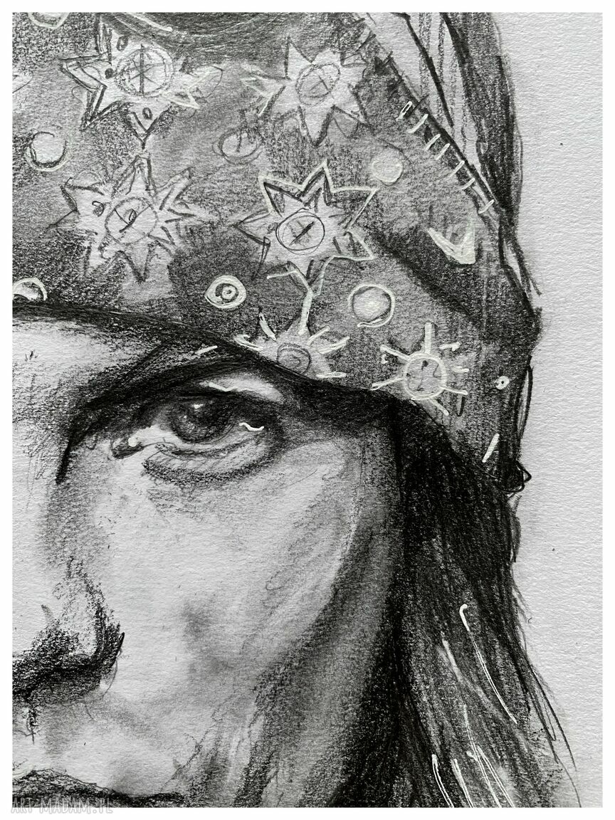 Axl Rose - seria Ikony A3 - rysunek ołówkiem dla fana muzyki