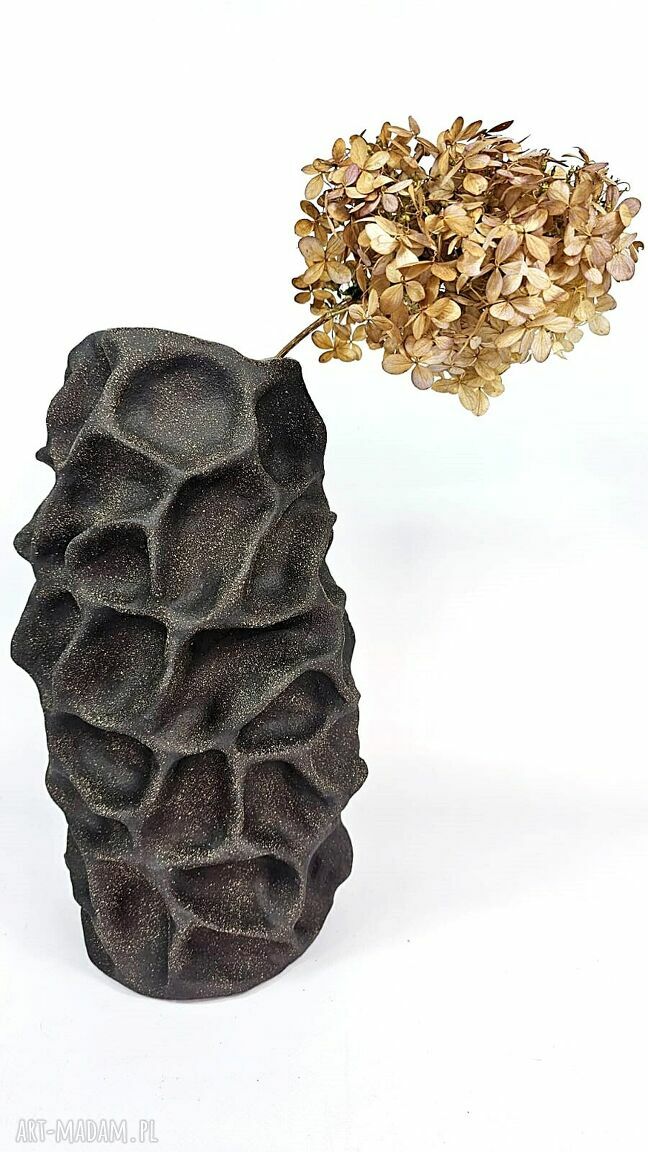 Azon ceramiczny - brązowy wazon handmade z surowej gliny