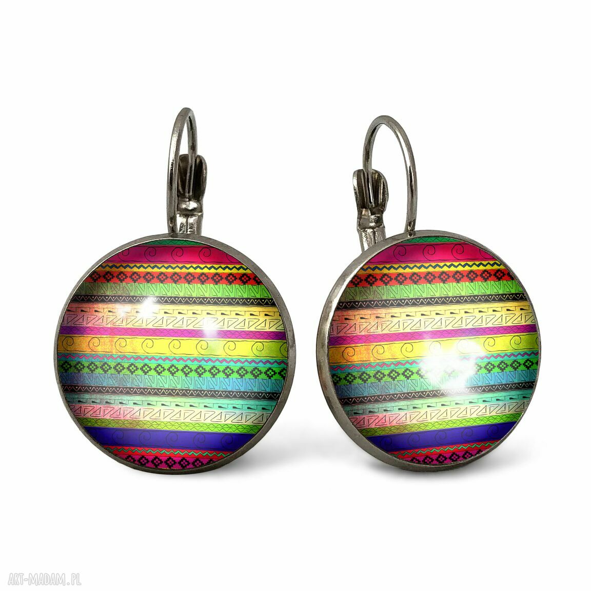 Azteckie duże kolczyki wiszące paski prezent orient ręcznie