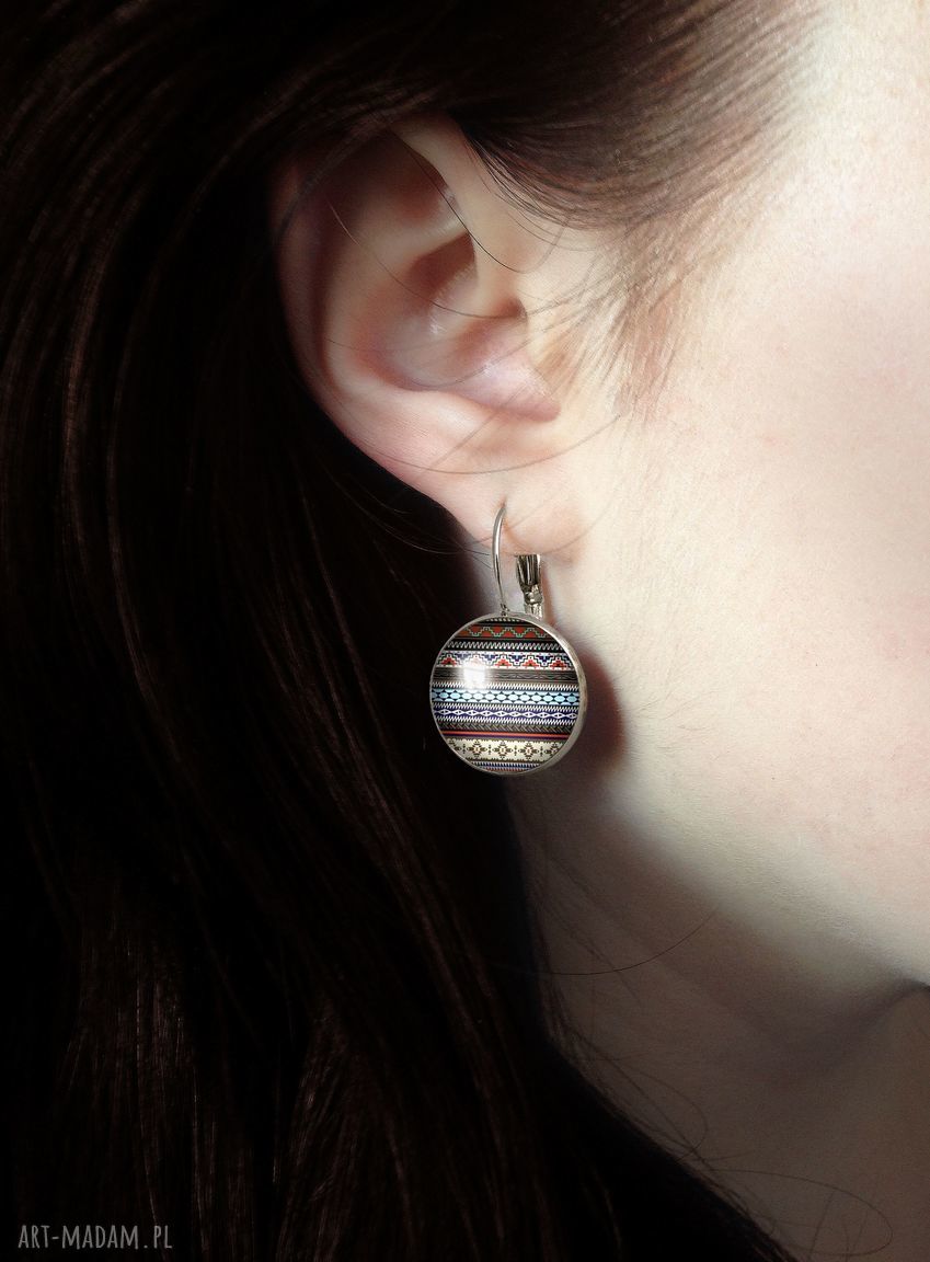 kolczyki: Azteckie paski Duże kolczyki wiszące hand made