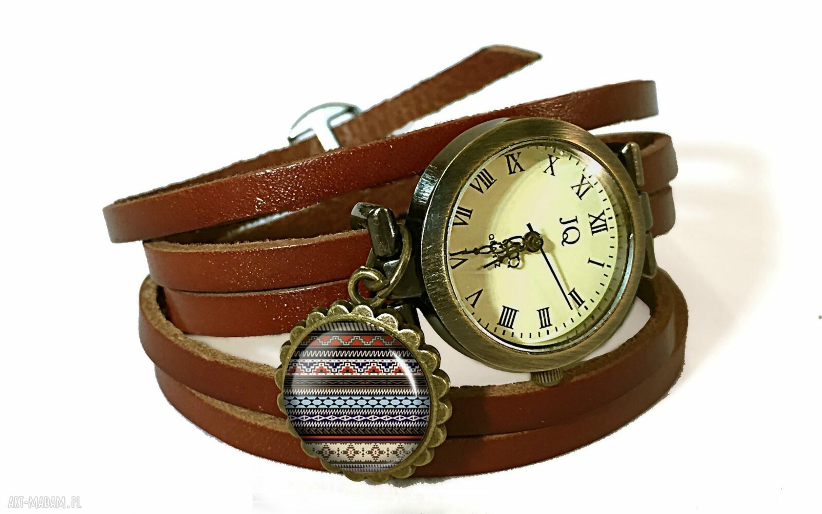 kolczyki: Azteckie paski Pierścionek regulowany hand made