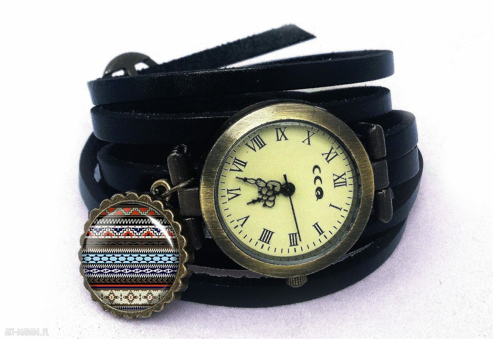 kolczyki: Azteckie paski Pierścionek regulowany hand made