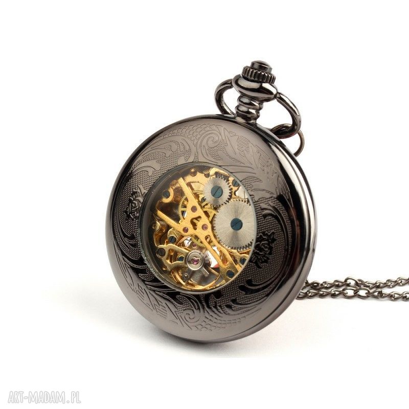 Czarny zegarek handmade Ażur IV Dark Black Dial