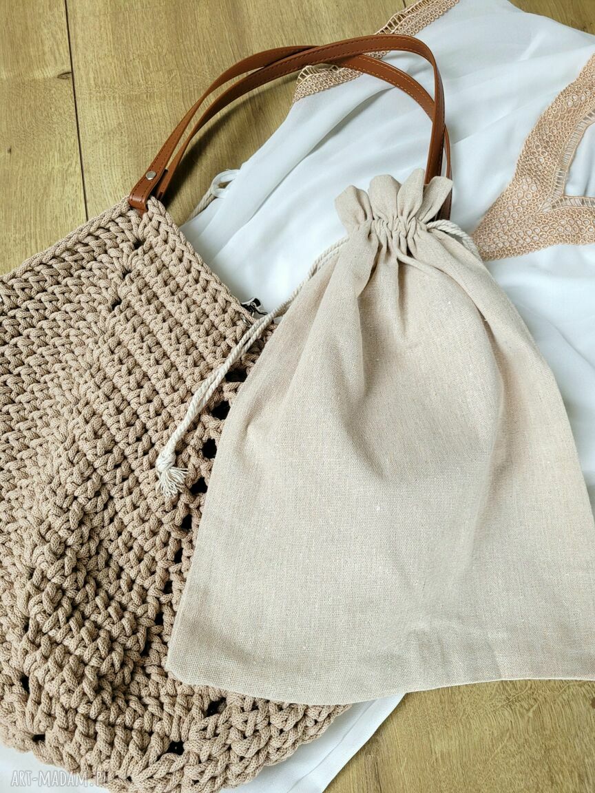Ażurowa torba Tulip Bag z sznurka bawełnianego - na ramię handmade
