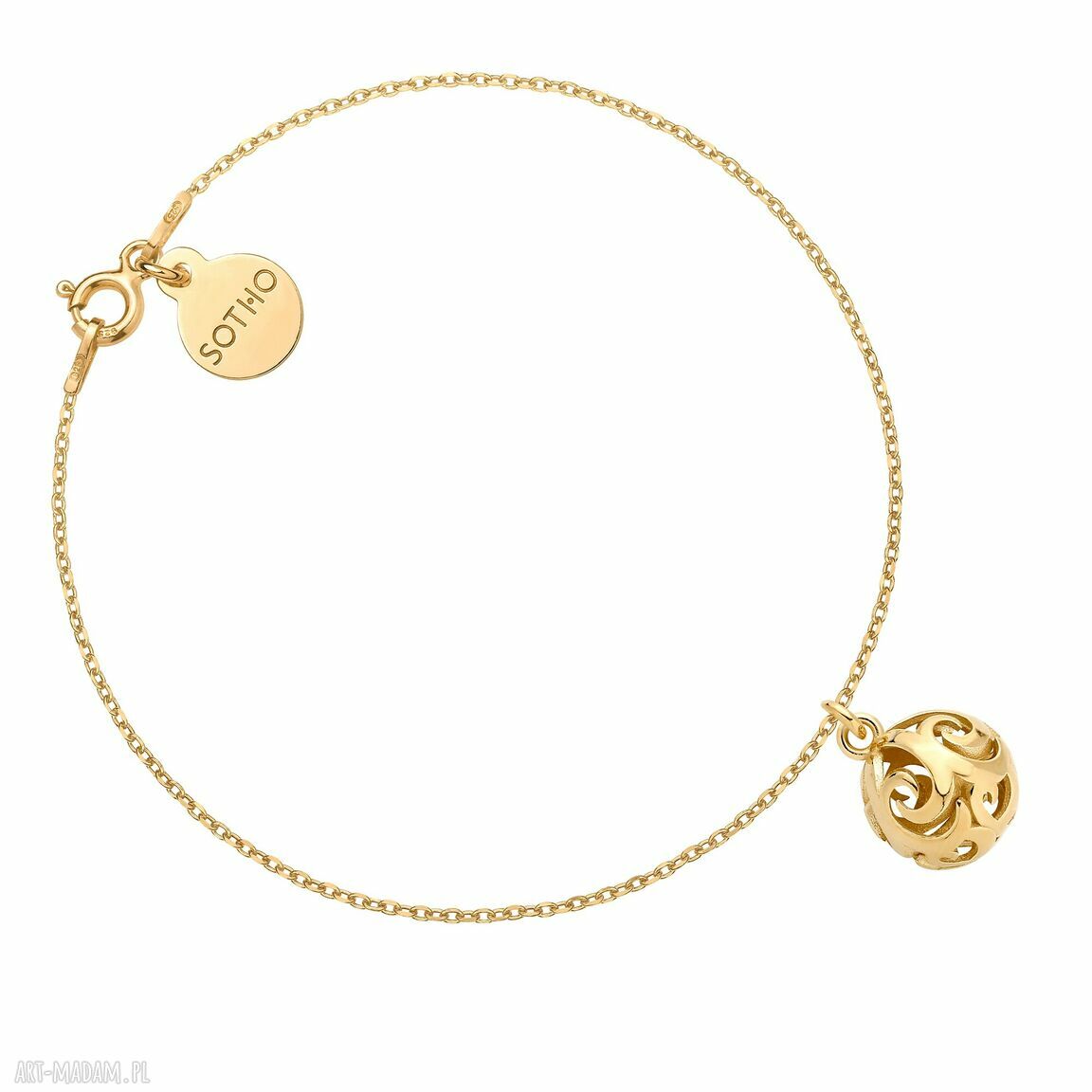 Złota bransoletka kulą kulka kuleczka ażurowa wisiorek zawieszka