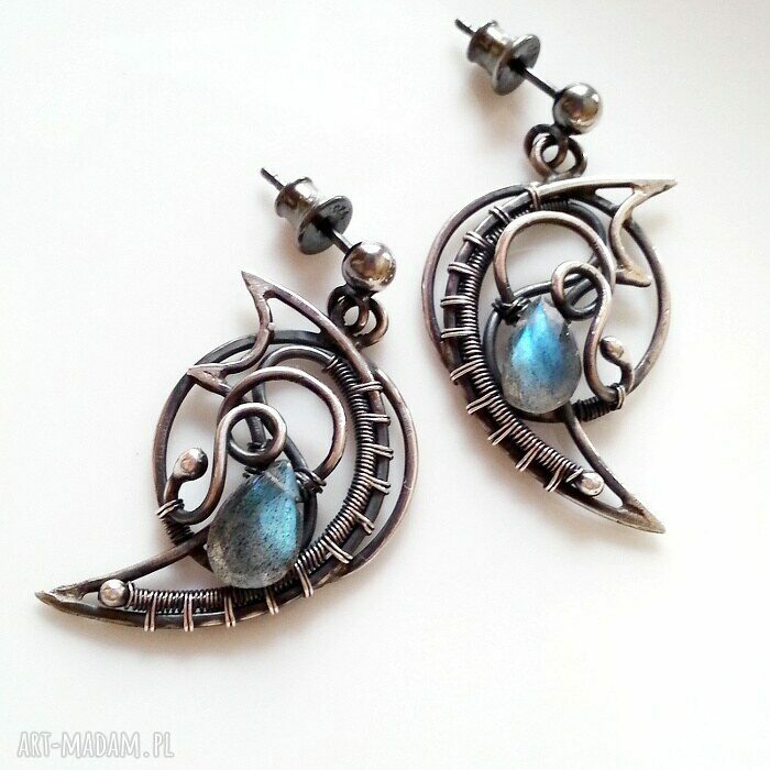 kolczyki: Blue fire kolczyki z labradorytem ręczne wykonanie