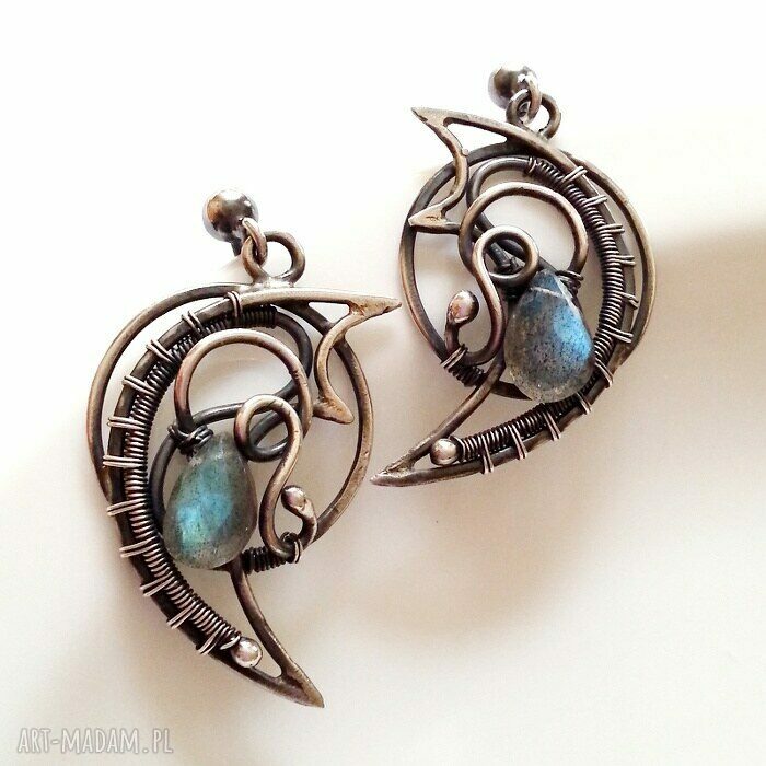 kolczyki: Blue fire kolczyki z labradorytem ręczne wykonanie