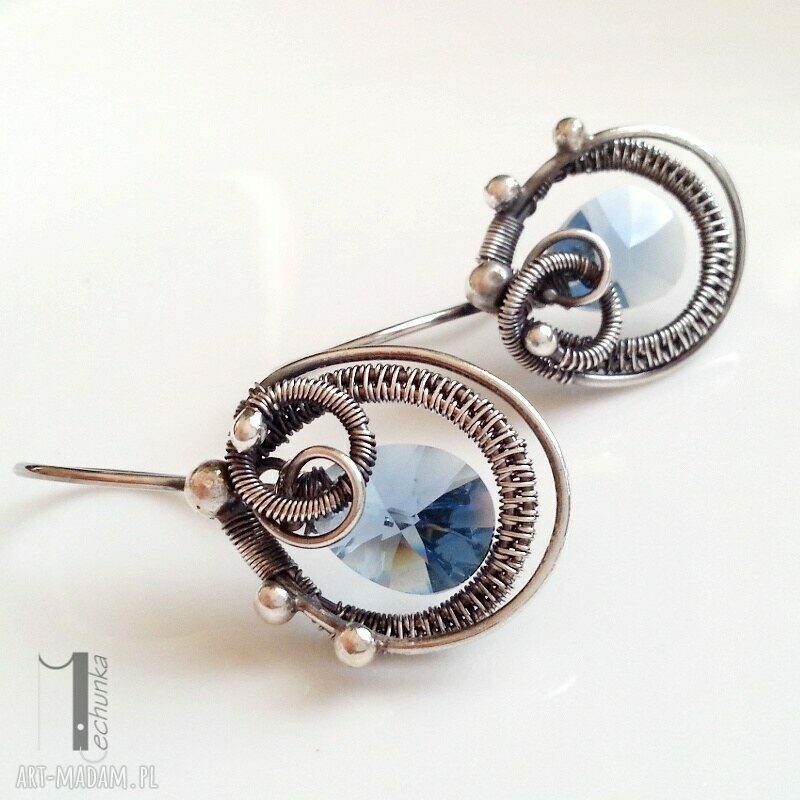 kolczyki: Denim blue kolczyki z kryształami Swarovski Ręcznie wykonane