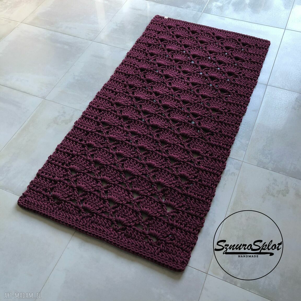 Ażurowy dywan ze sznurka 70 x 140 cm - mięsisty splot, który robi klimat