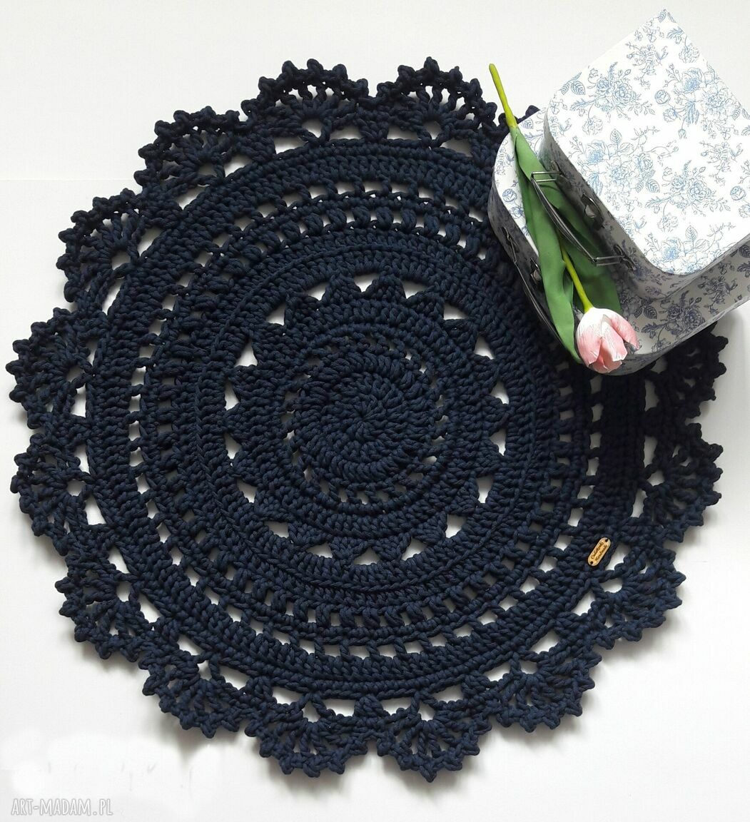 Dywan Mandala Lace 100 cm - ażurowy, szydełkowy z bawełnianego sznurka