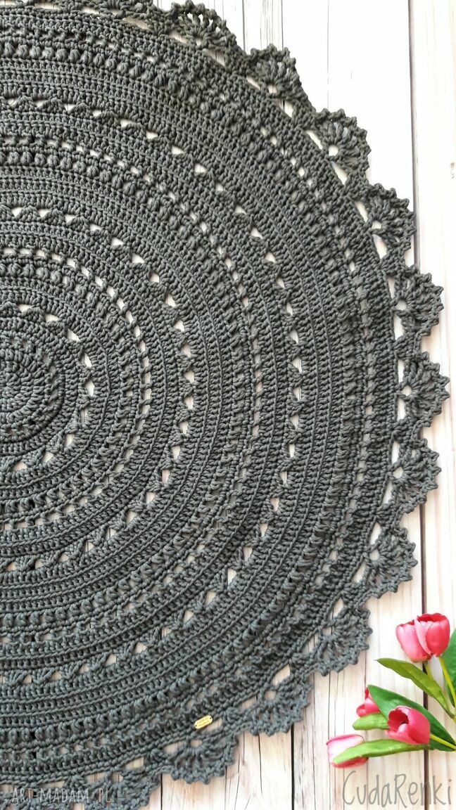 Dywan Mandala Lace 100 cm - ażurowy, szydełkowy z bawełnianego sznurka