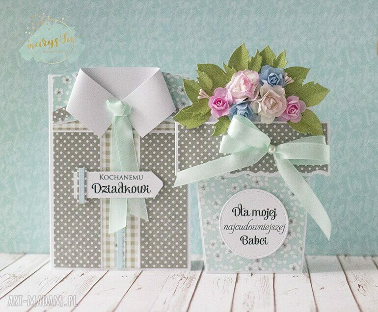 Komplet kartek na Dzień Babci i Dziadka - scrapbooking handmade