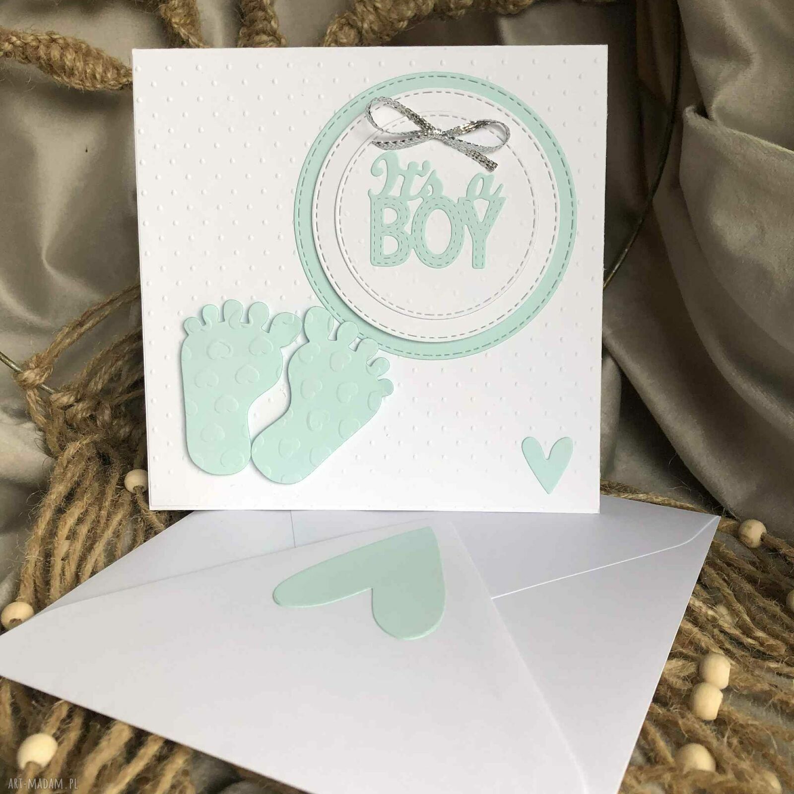 Baby Shower - oczekiwanie na maleństwo. Kartka z kopertą dla chłopczyka